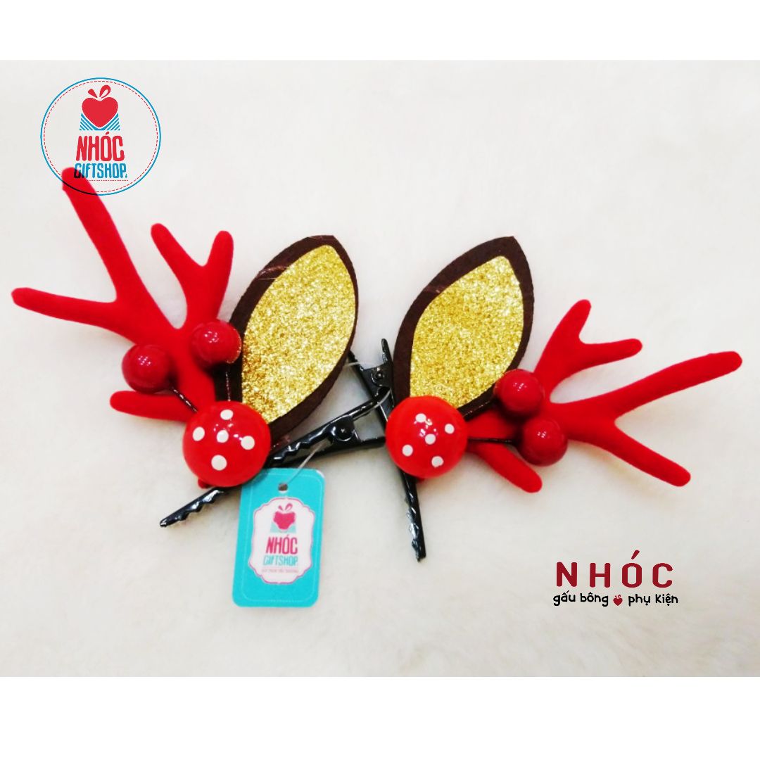 Kẹp tóc noel sừng tuần lộc nấm bộ 2 - 5001