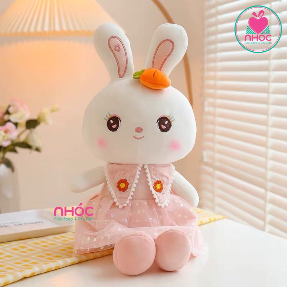 Thú bông Thỏ tai đính cà rốt lông mịn - Hồng - 85440