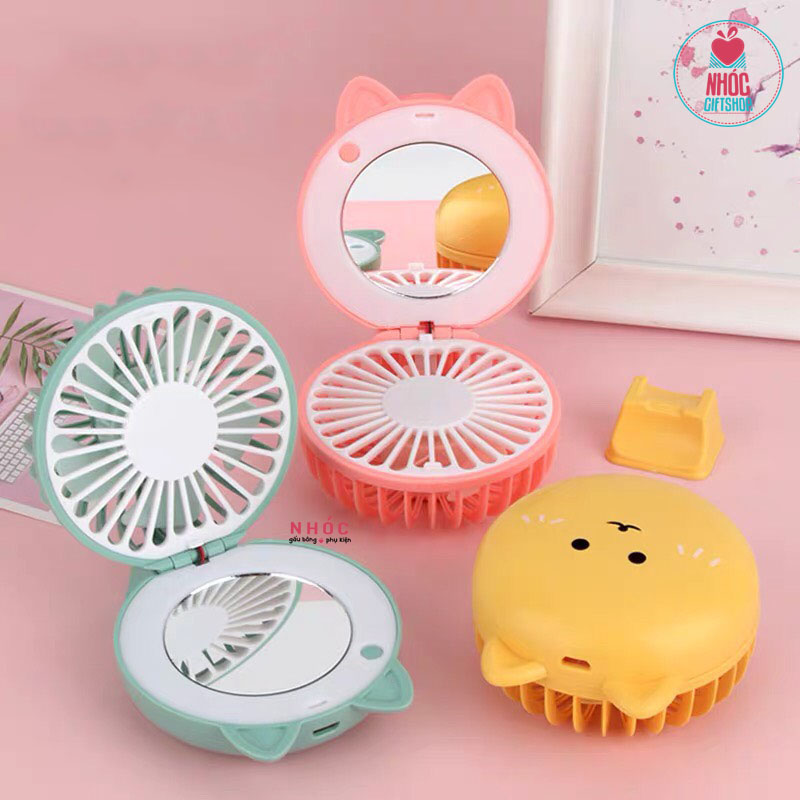 Quạt cầm tay có gương - 11001 - Vàng