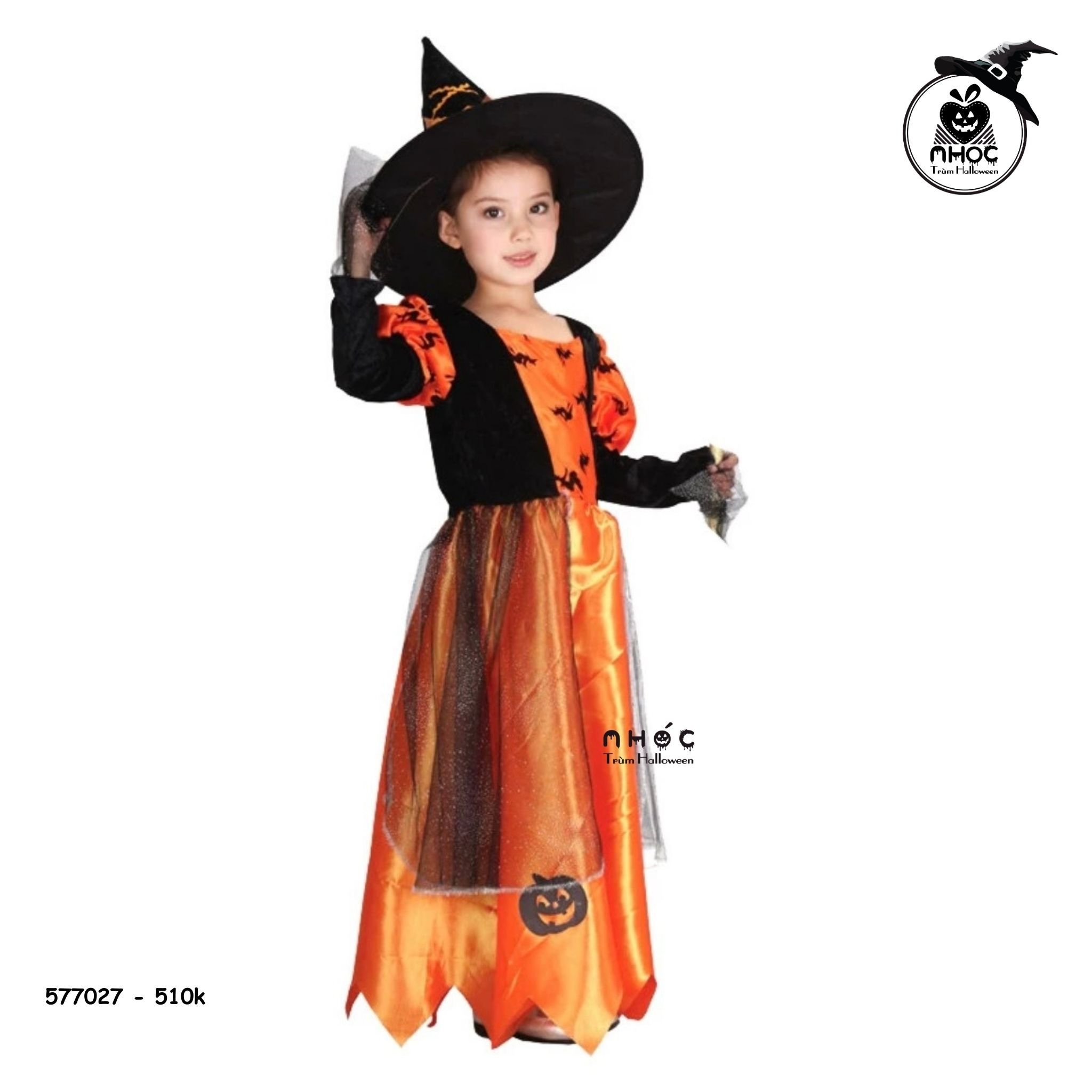 Đầm phù thuỷ Lovely Pumpkin combo nón - Size M - 120510