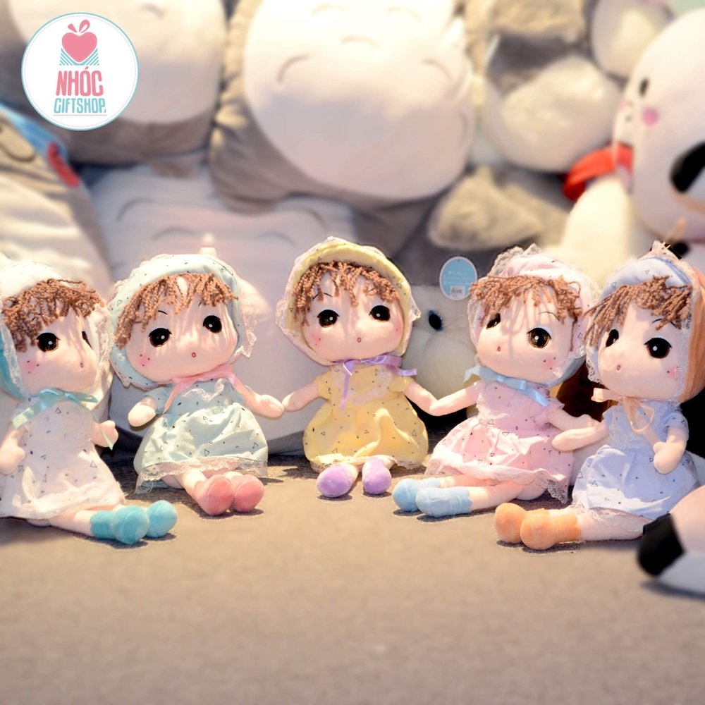 Búp bê bông bé đầm yếm viền ren - Trắng - 60390