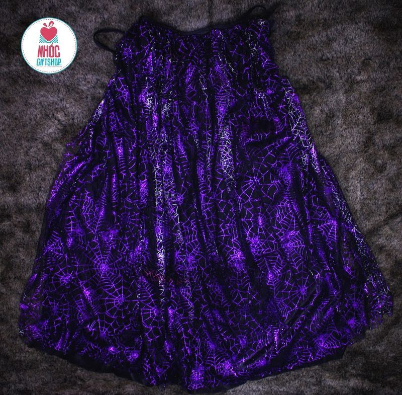 Áo choàng Halloween 2 lớp lưới nhện kim tuyến - Tím - 70160