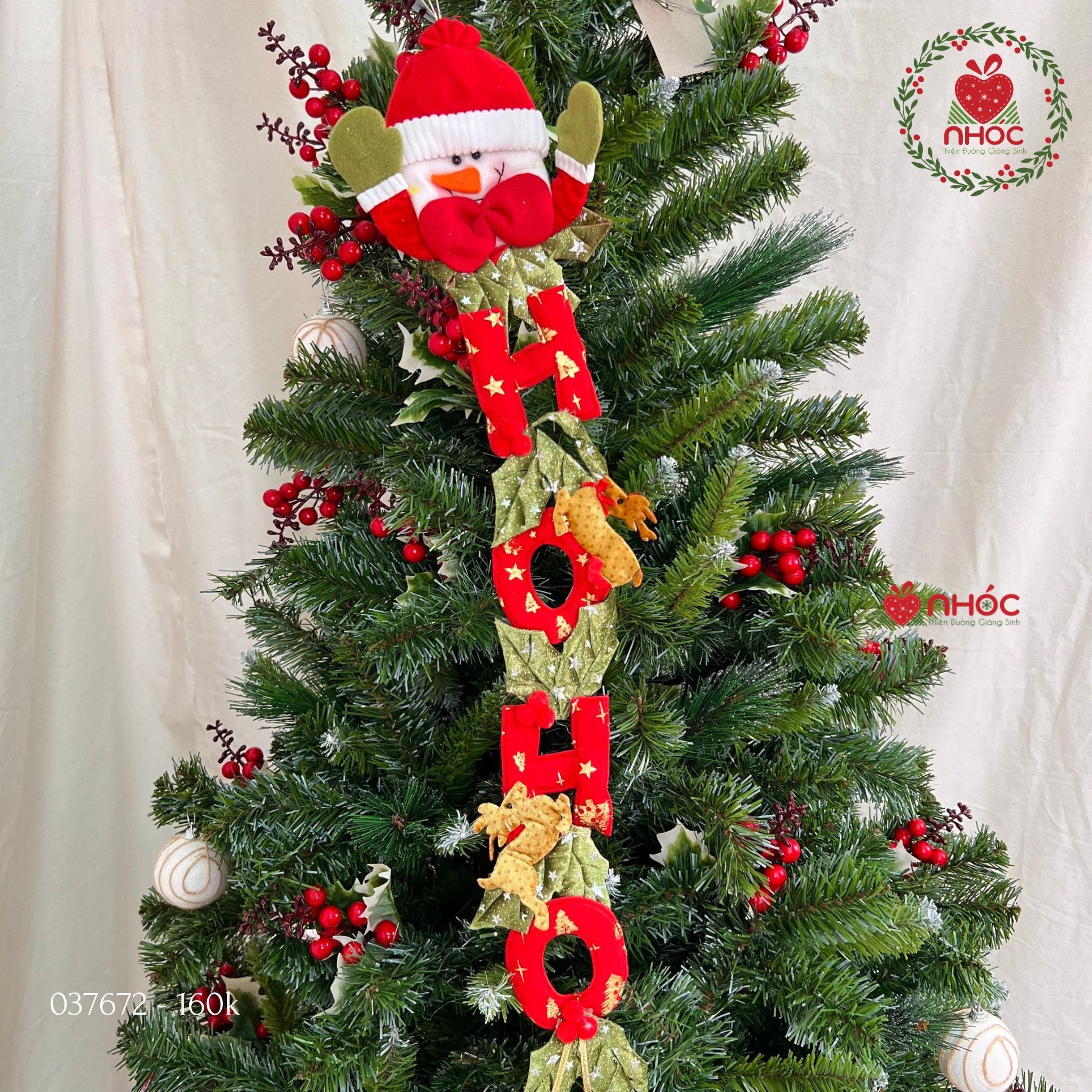 Dây trang trí noel nỉ người tuyết tuần lộc chuông - 75160