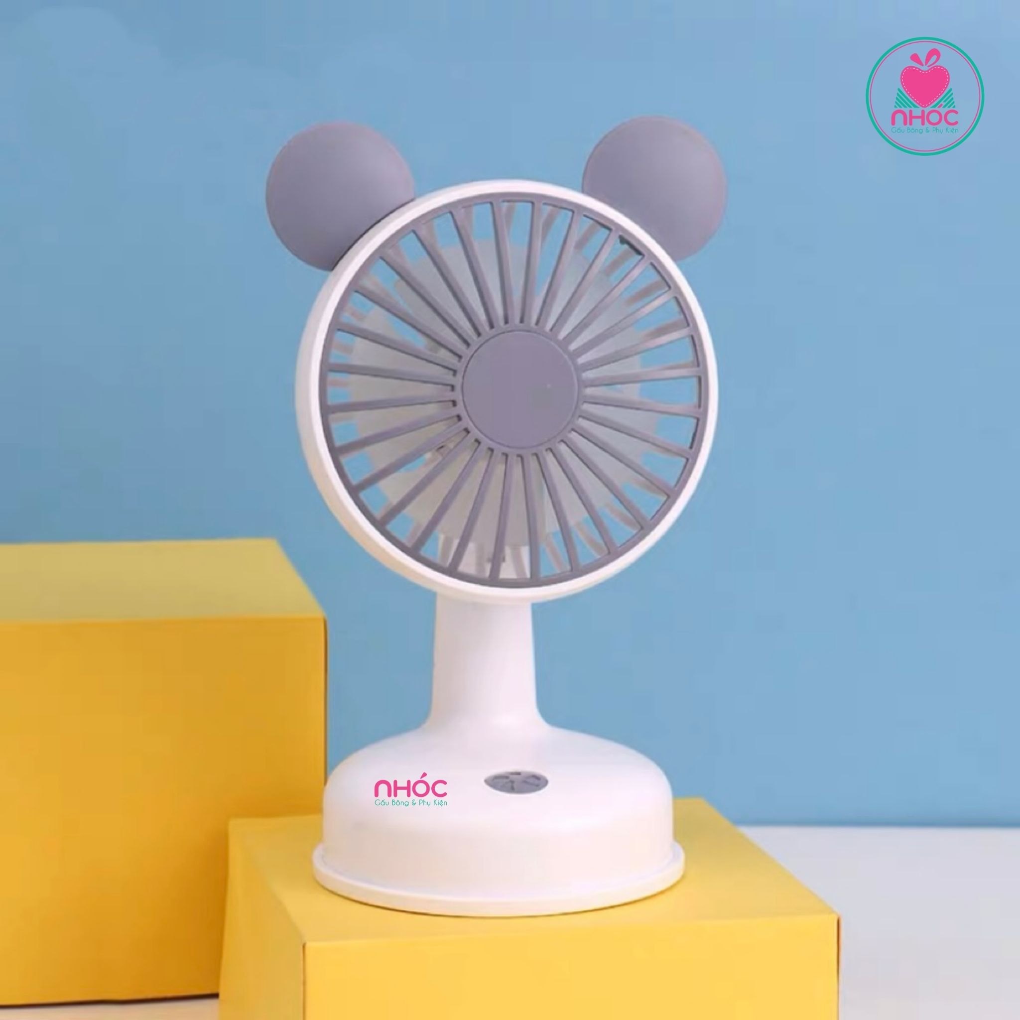 Quạt để bàn đế tròn tai gấu - Trắng - 11001