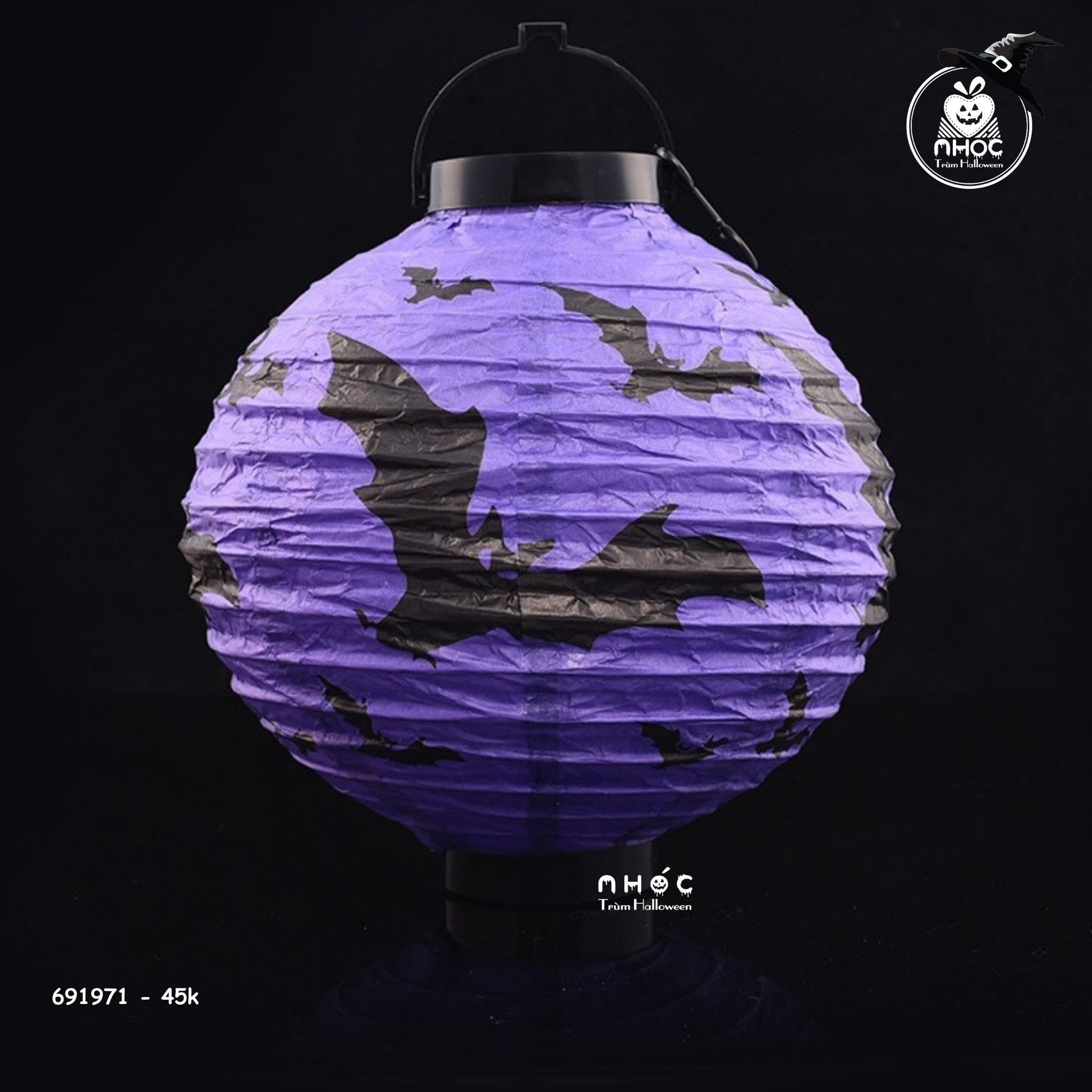 Đèn lồng xếp bí có đèn - Tím - 4501