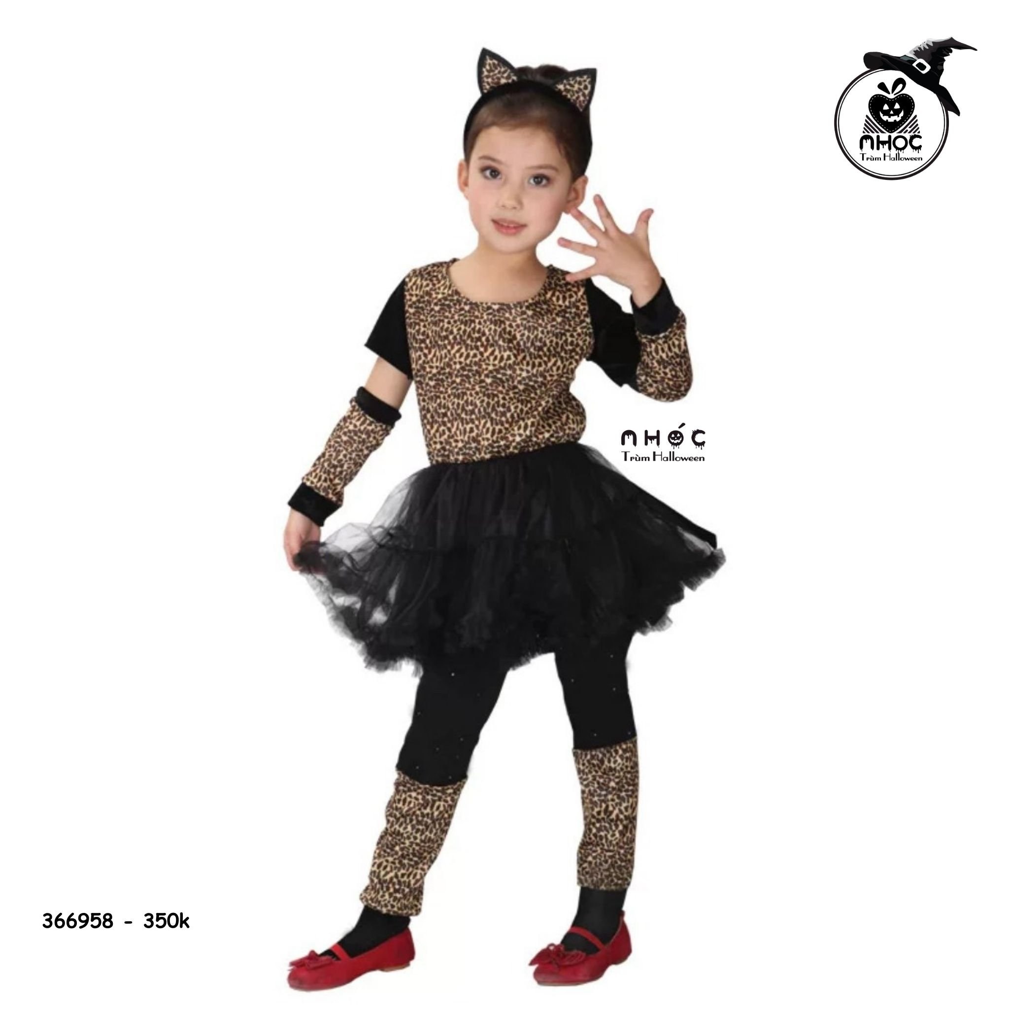 Đầm halloween Báo váy lưới đen combo cài tất bao tay - Size L - 35001