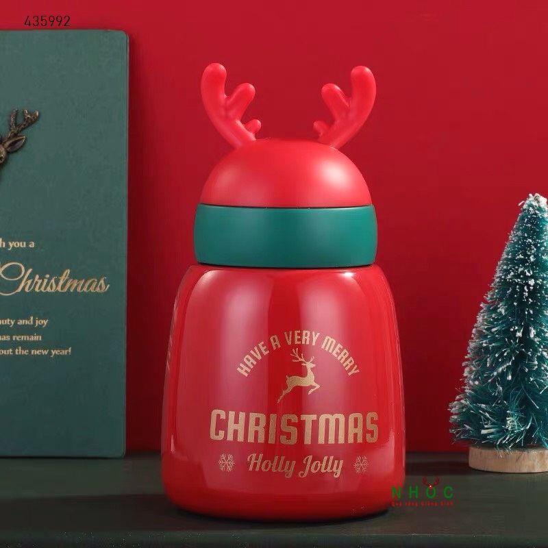 Bình giữ nhiệt noel sừng tuần lộc 300ml - Đỏ -16001