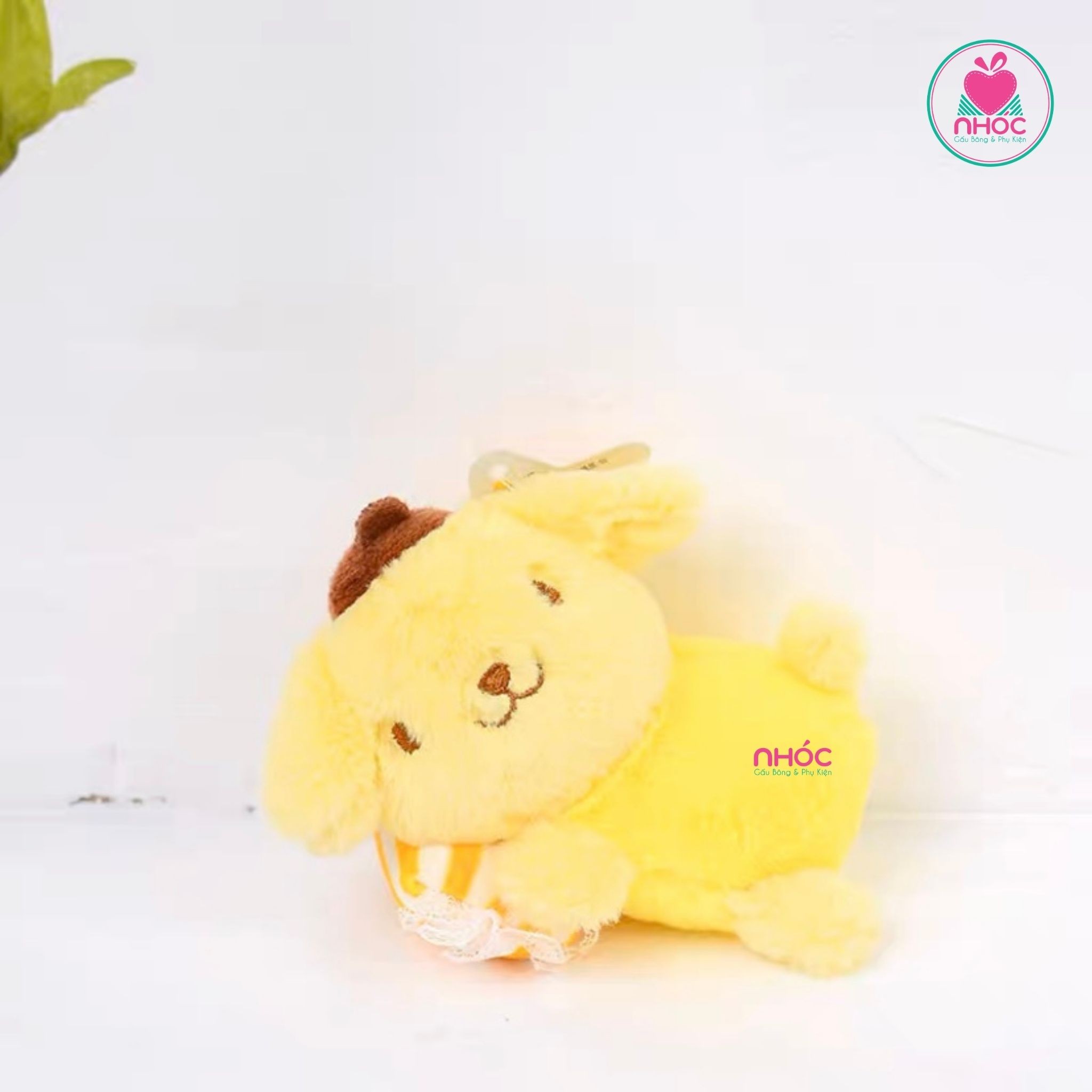 Móc khoá bông thú nằm gối - Pom pom purin - 7501