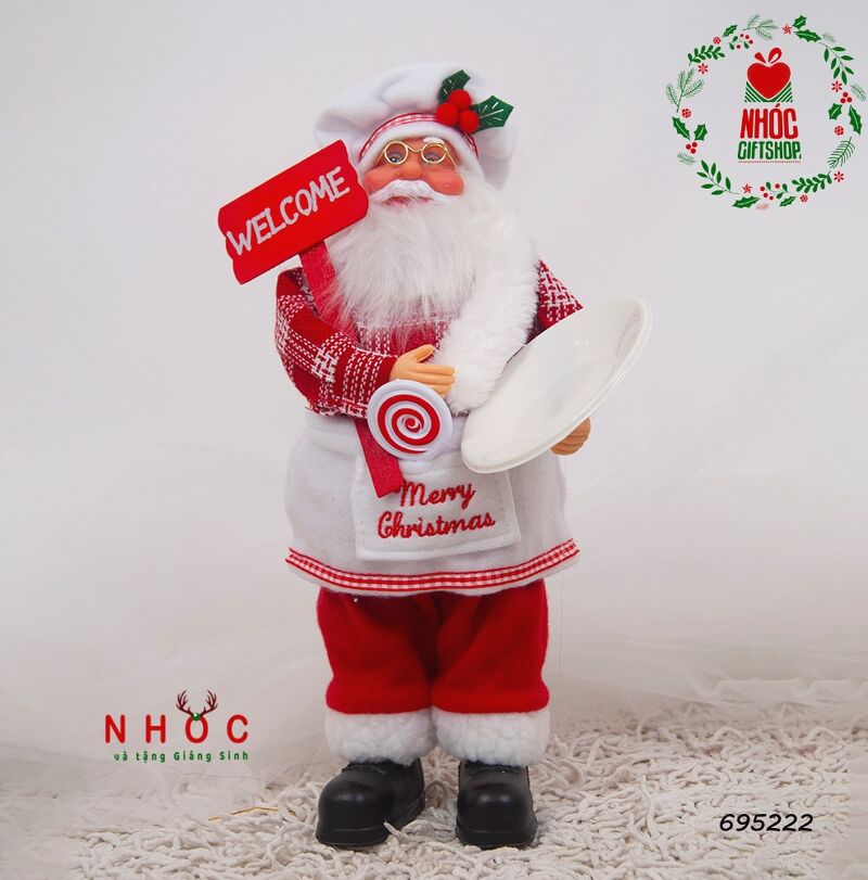 Ông già noel đứng cầm bảng đầu bếp - 24001