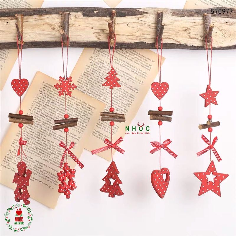 Phụ kiện trang Trí noel dây gỗ treo - 2501 - Ngôi sao
