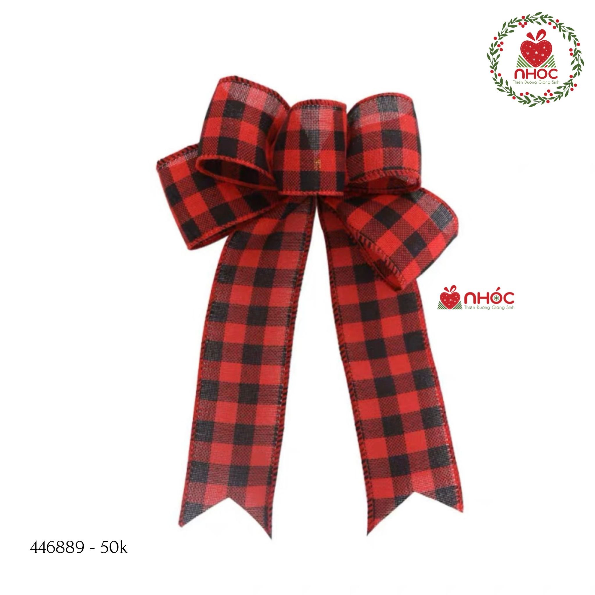 Phụ kiện trang trí Noel nơ vải nơ hoạ tiết - Caro - 5001