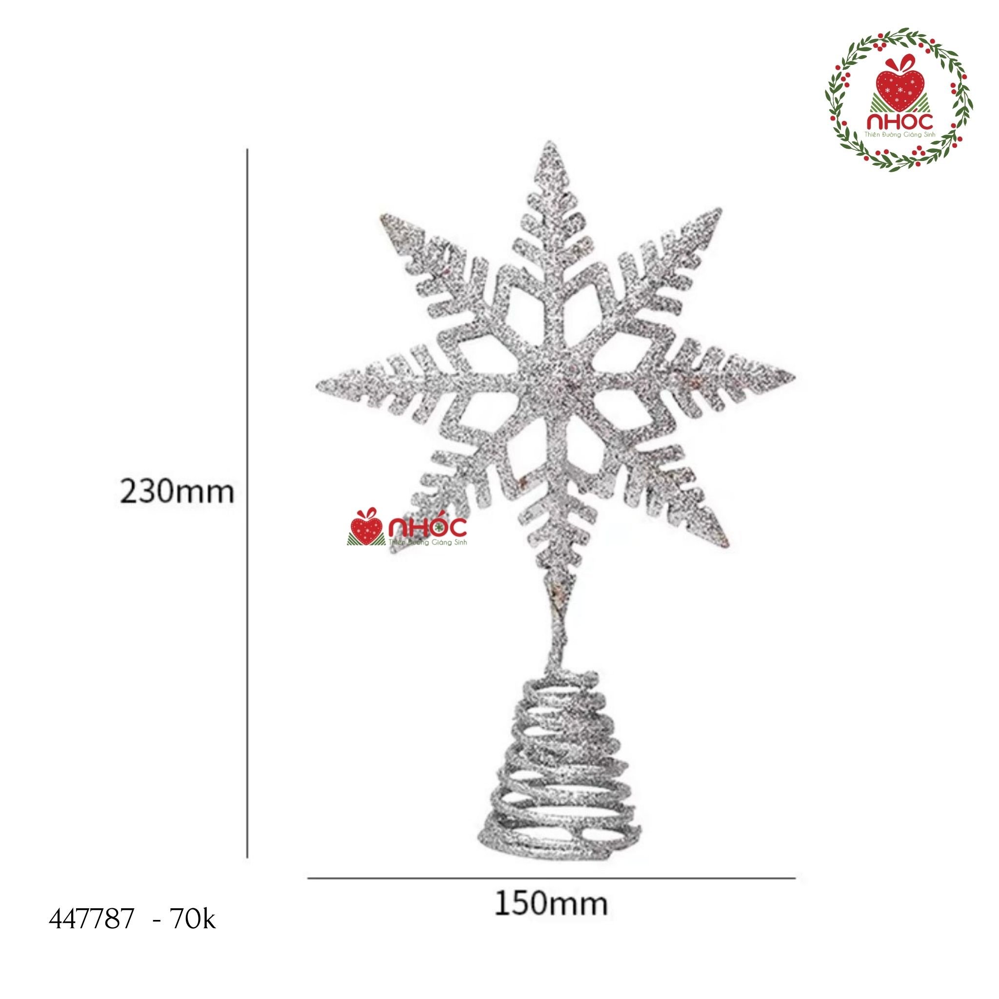 Phụ kiện trang trí Noel Sao chóp hoa tuyết - Bạc - 3070