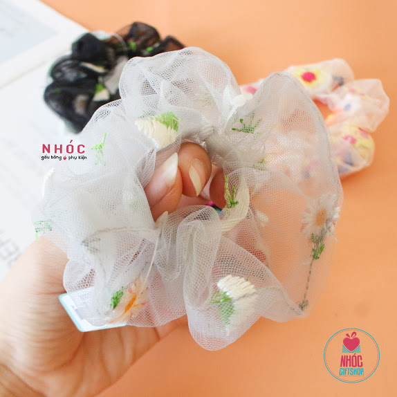 Cột tóc teen lưới nhúng thêu hoa - 2001