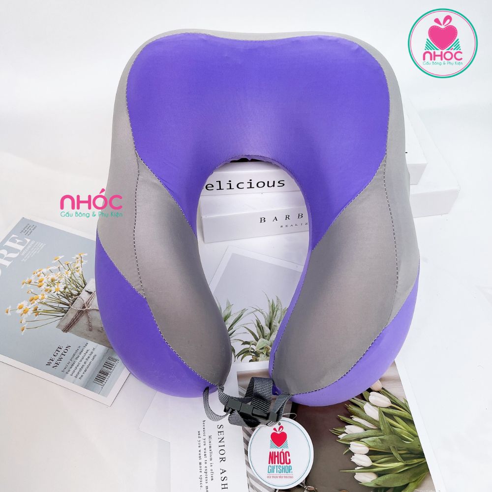 Gối kê cổ cao su non mix màu - Tím - 18001