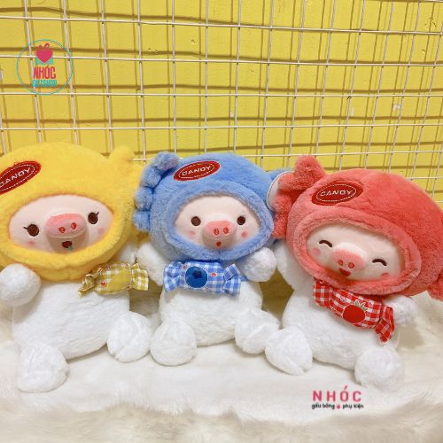 Thú bông nhỏ Heo đeo túi candy lông xù