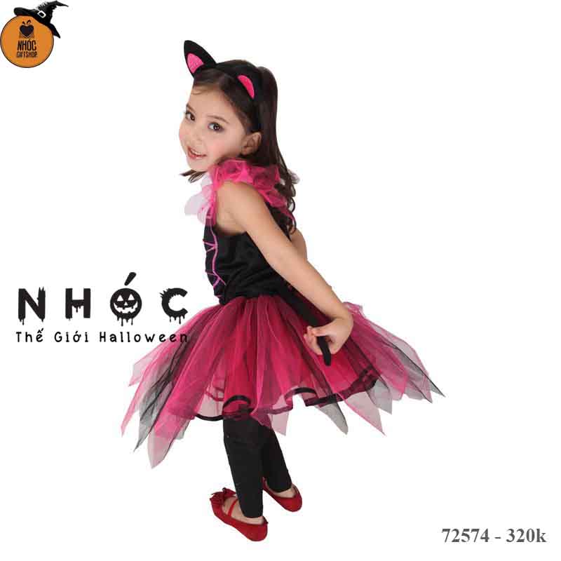 Đầm halloween mèo vải thun combo cài - Size M - 115380