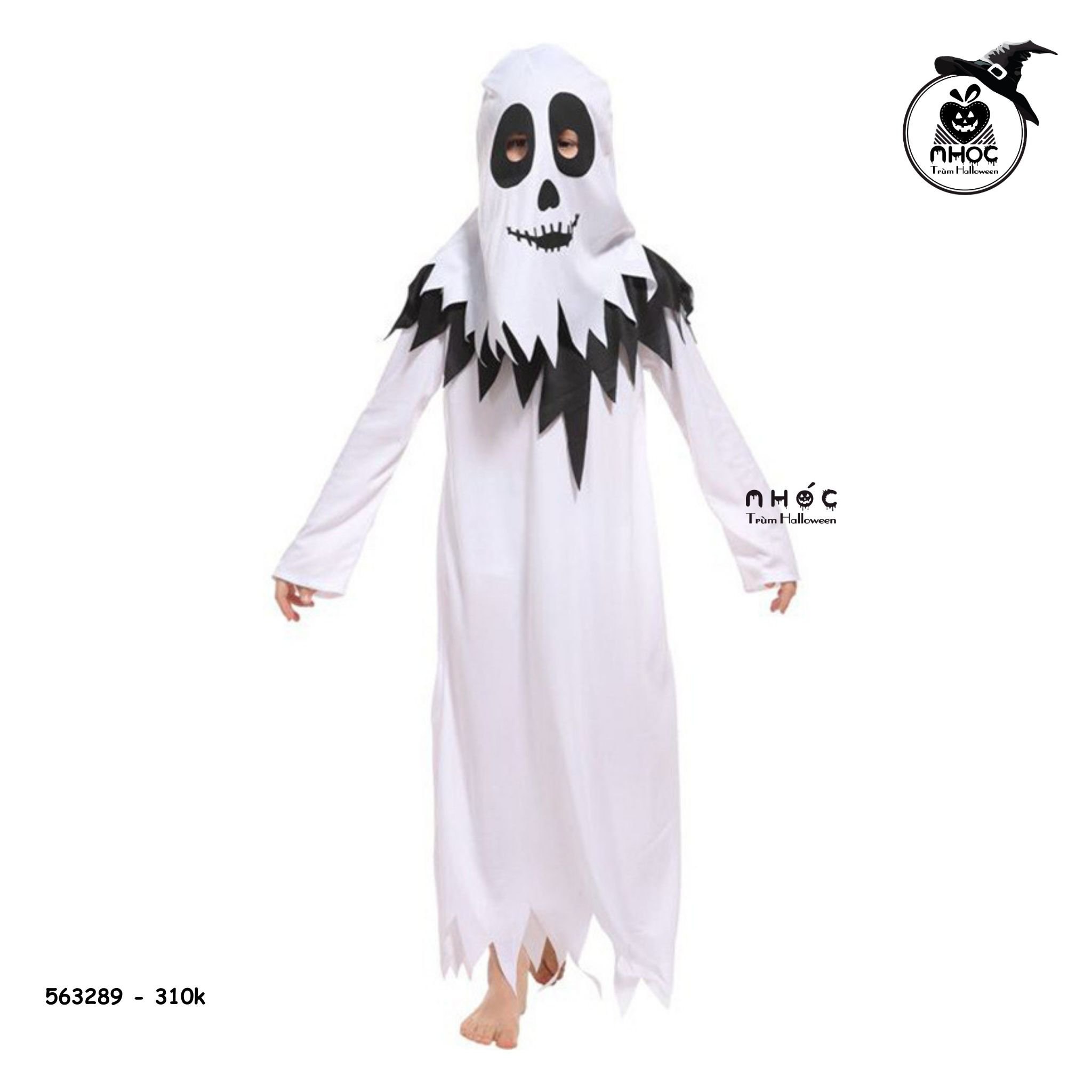 Aó halloween ma trơi Hooded robe ghost trắng - 31001 - XL