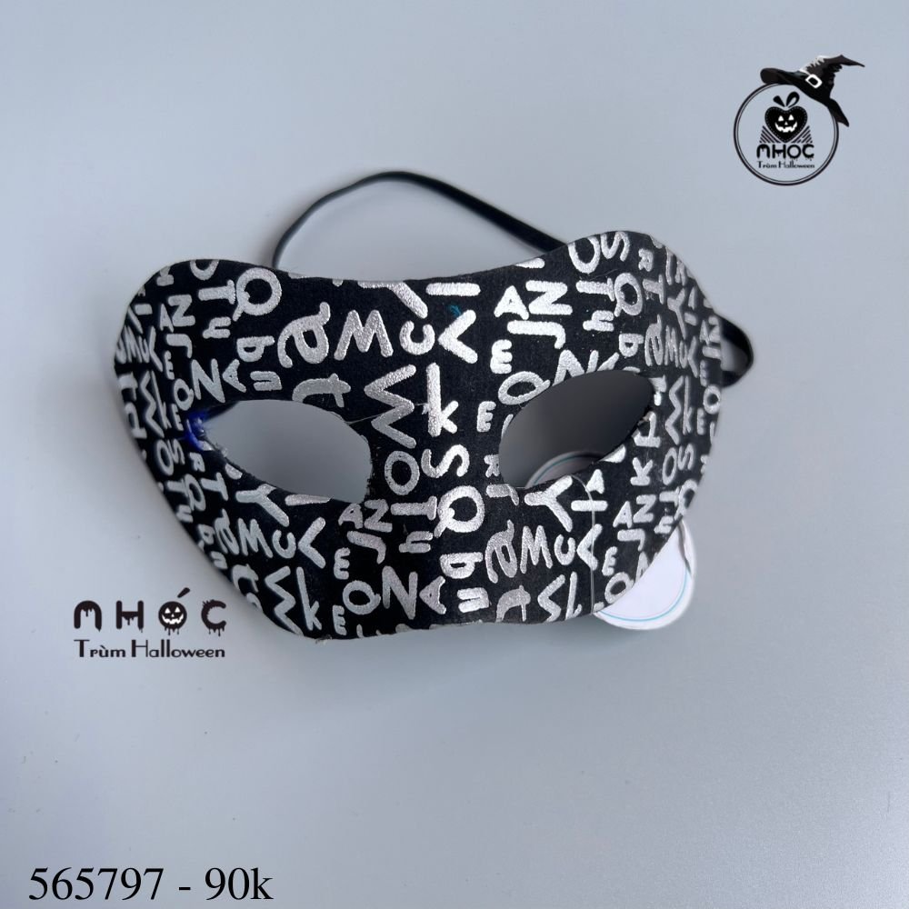 Mặt nạ nửa mặt nhung in chữ - Trắng - 9001