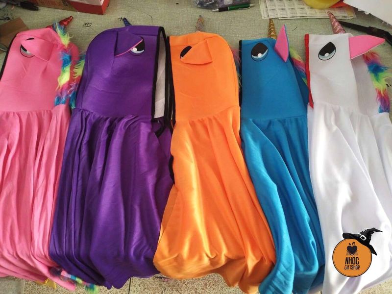 Aó choàng halloween ngựa pony vải thun - Xanh da trời - 16001