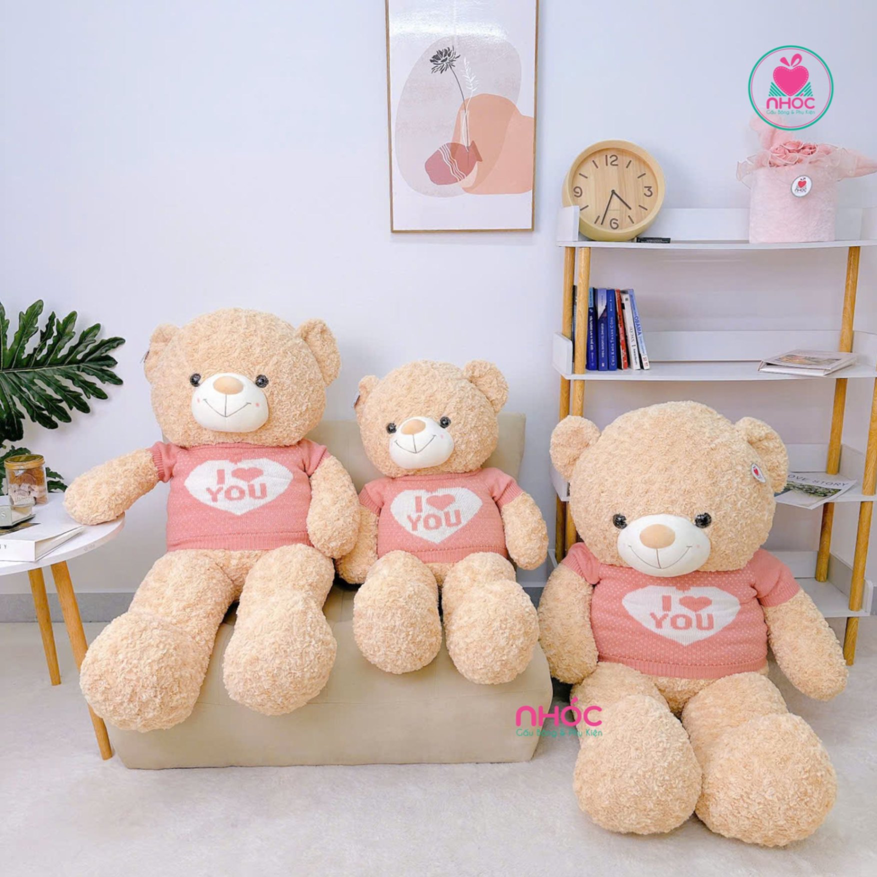 Gấu teddy áo len in tim I Love You