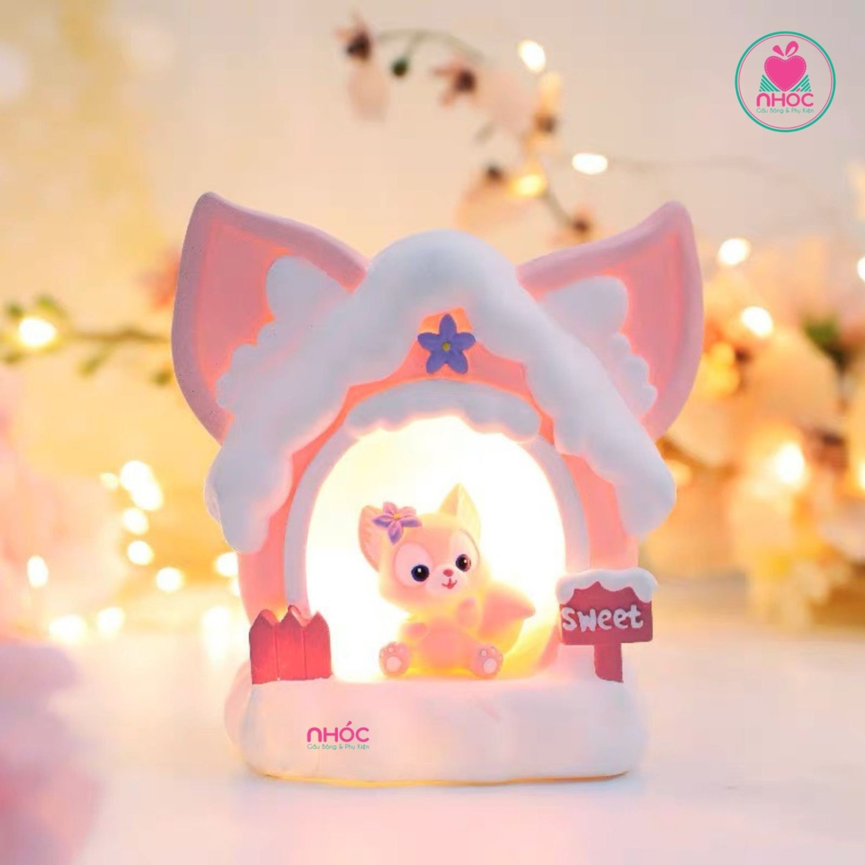 Đèn ngủ ống heo Ngôi nhà - Thỏ Stella Lou - Hồng - 21001