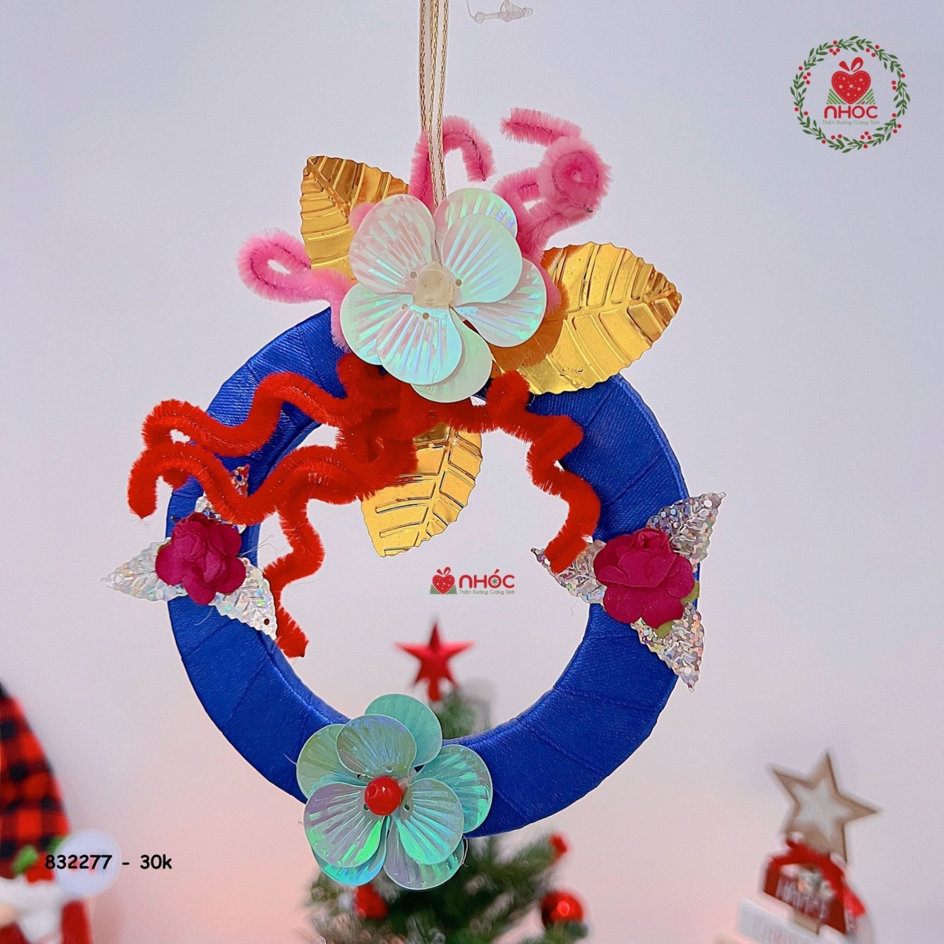 Phụ kiện trang trí noel vòng hoa dây xoắn - 3001