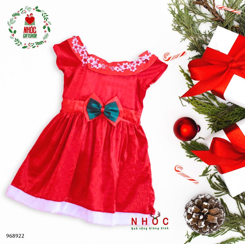 Đầm nhung noel cổ thuyền đỏ - Size 6 - 70200
