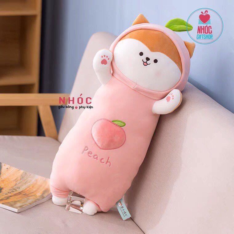 Thú bông chó shiba mặc áo trái cây lông mịn đứng TC - Hồng - 65320