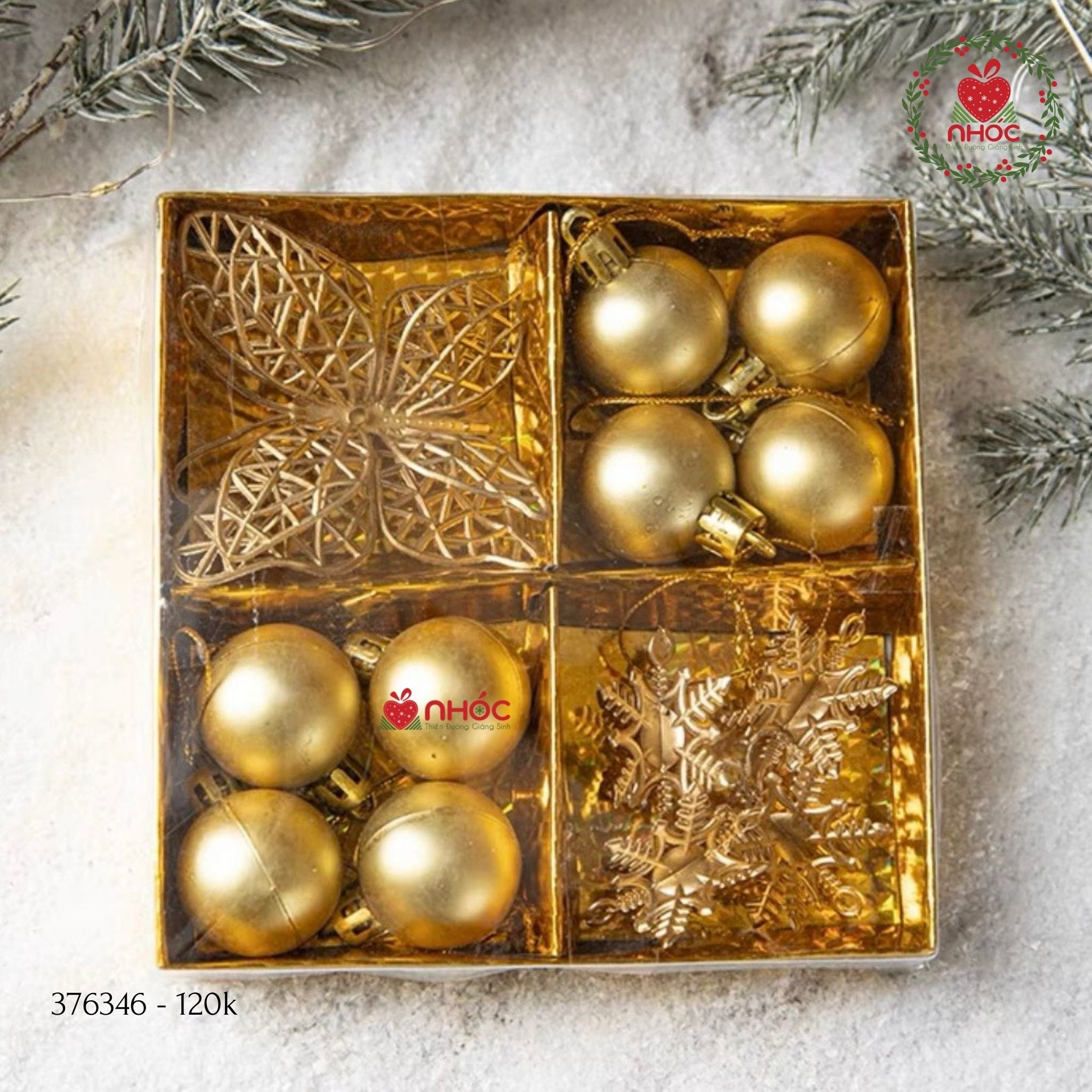 Phụ kiện trang trí Noel combo 4 món - Vàng - 12001