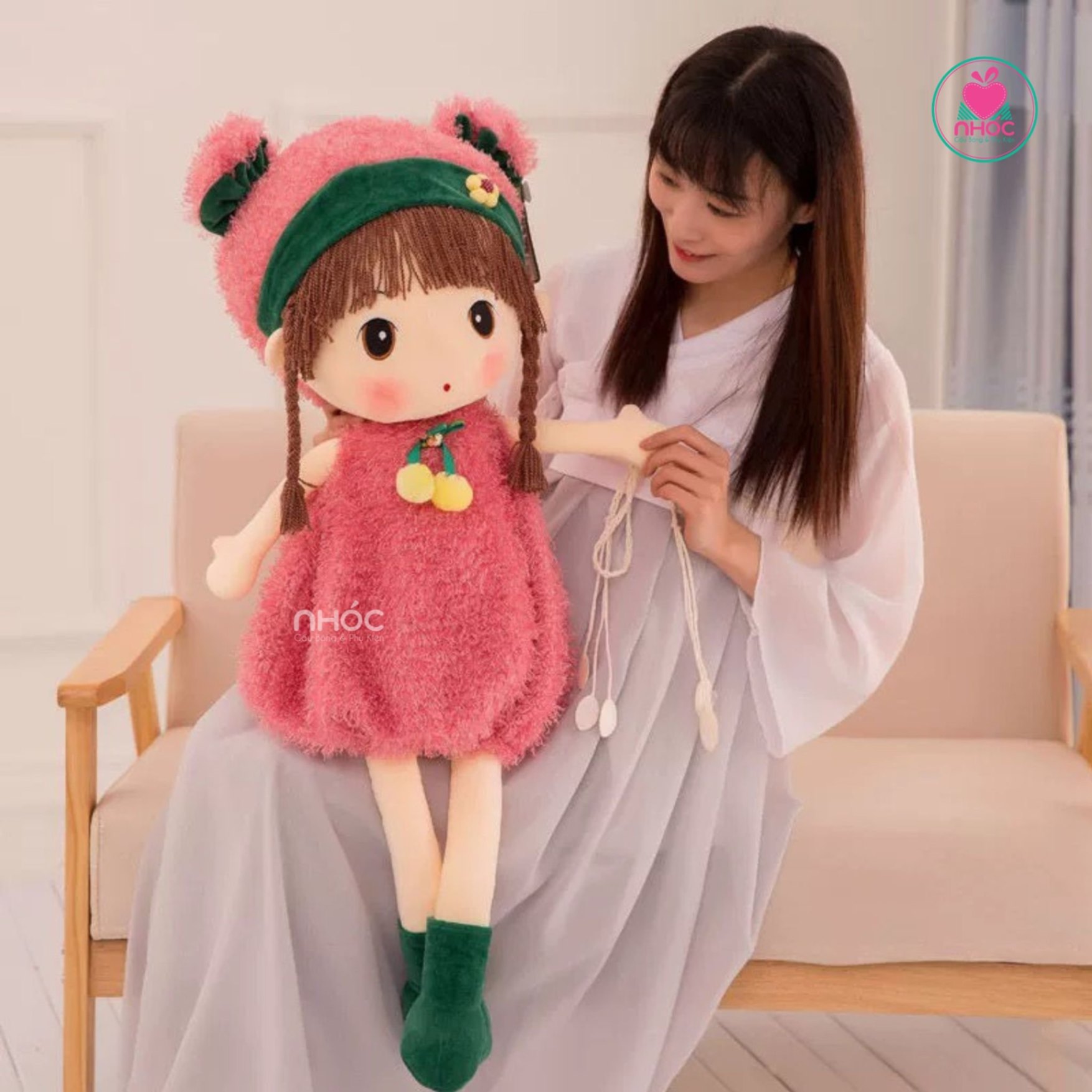 Búp bê bông lông tưa - Hồng - 95580