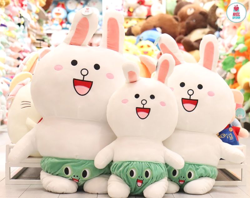 Thú bông thỏ Cony mặc quần xì lông mịn đứng - Trắng - 95520