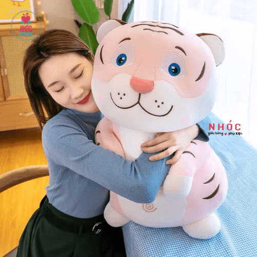 Thú bông Hổ bụng xoắn lông mịn ngồi - Hồng - 60510