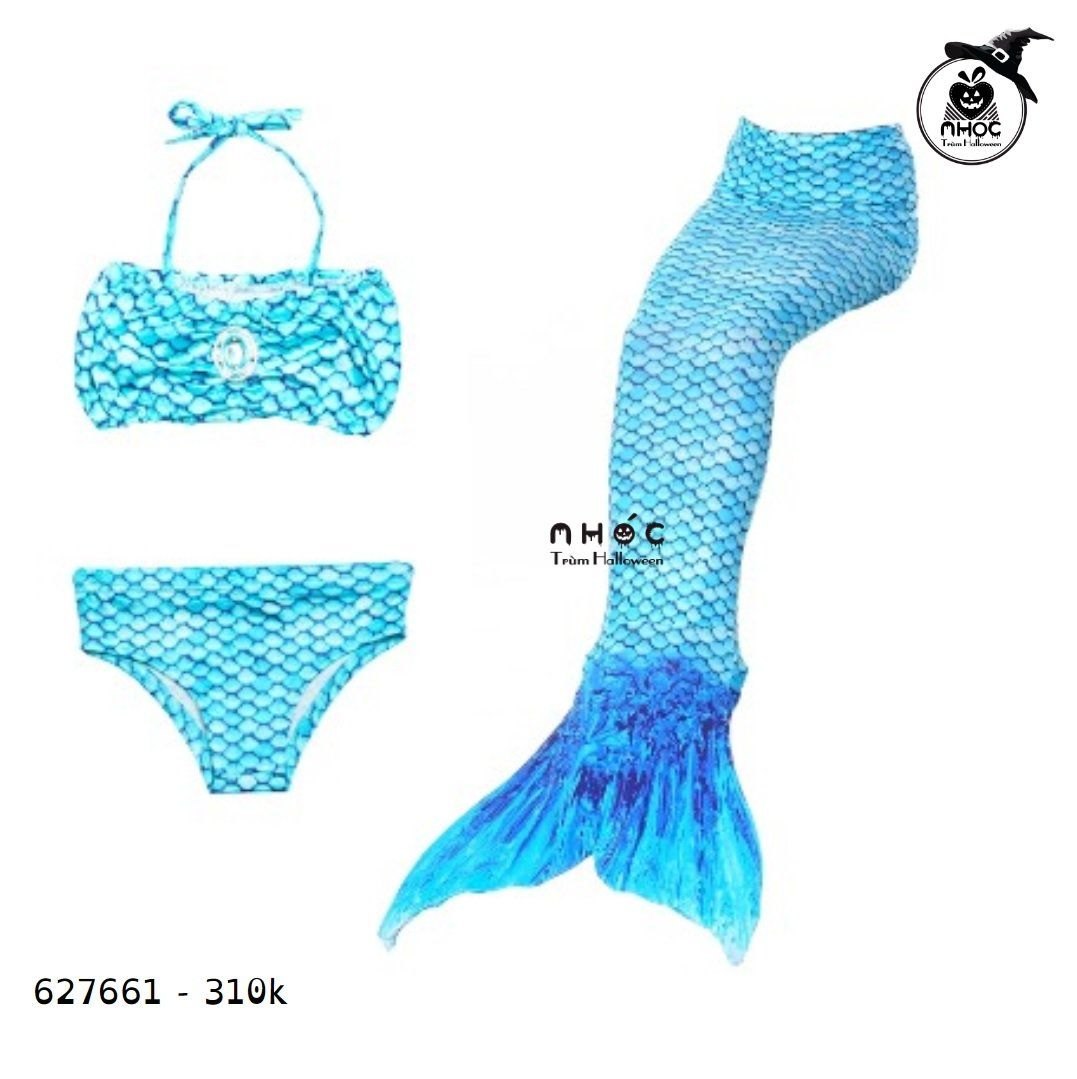 Đầm tiên cá 2 mảnh vải thun in vảy cá - Xanh da trời - 130310
