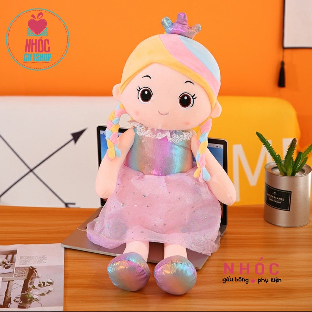Búp bê bông công chúa ánh nhiều màu lông mịn - Tím - 90520