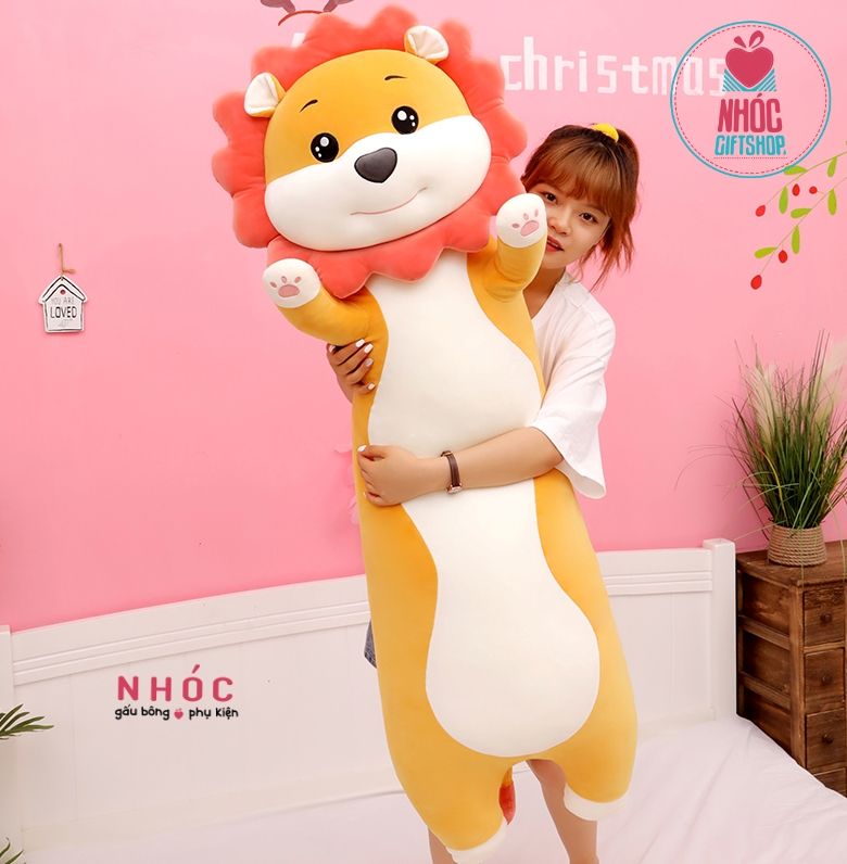 Gối ôm Sư tử lông mịn nằm - Vàng - 130720