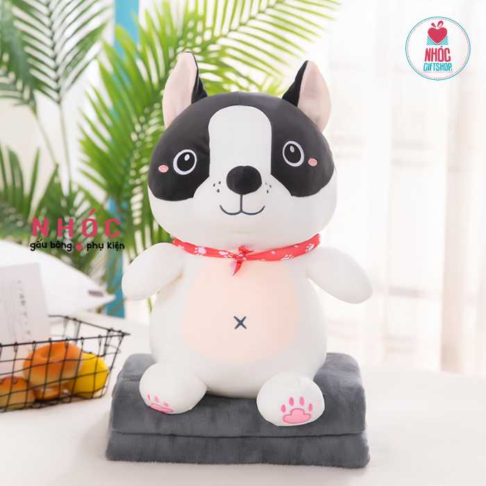 Gối mền thú quàng khăn lông mịn - Chó Husky trắng - 55380