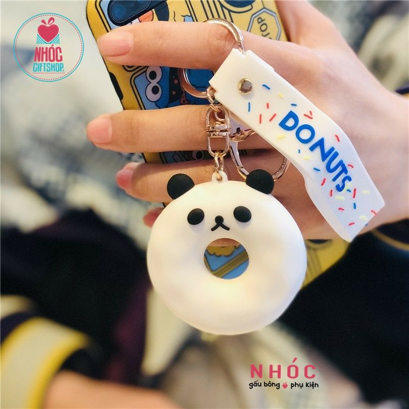 Móc khóa poly dẻo bánh donut thú - 6001 - Gấu trắng