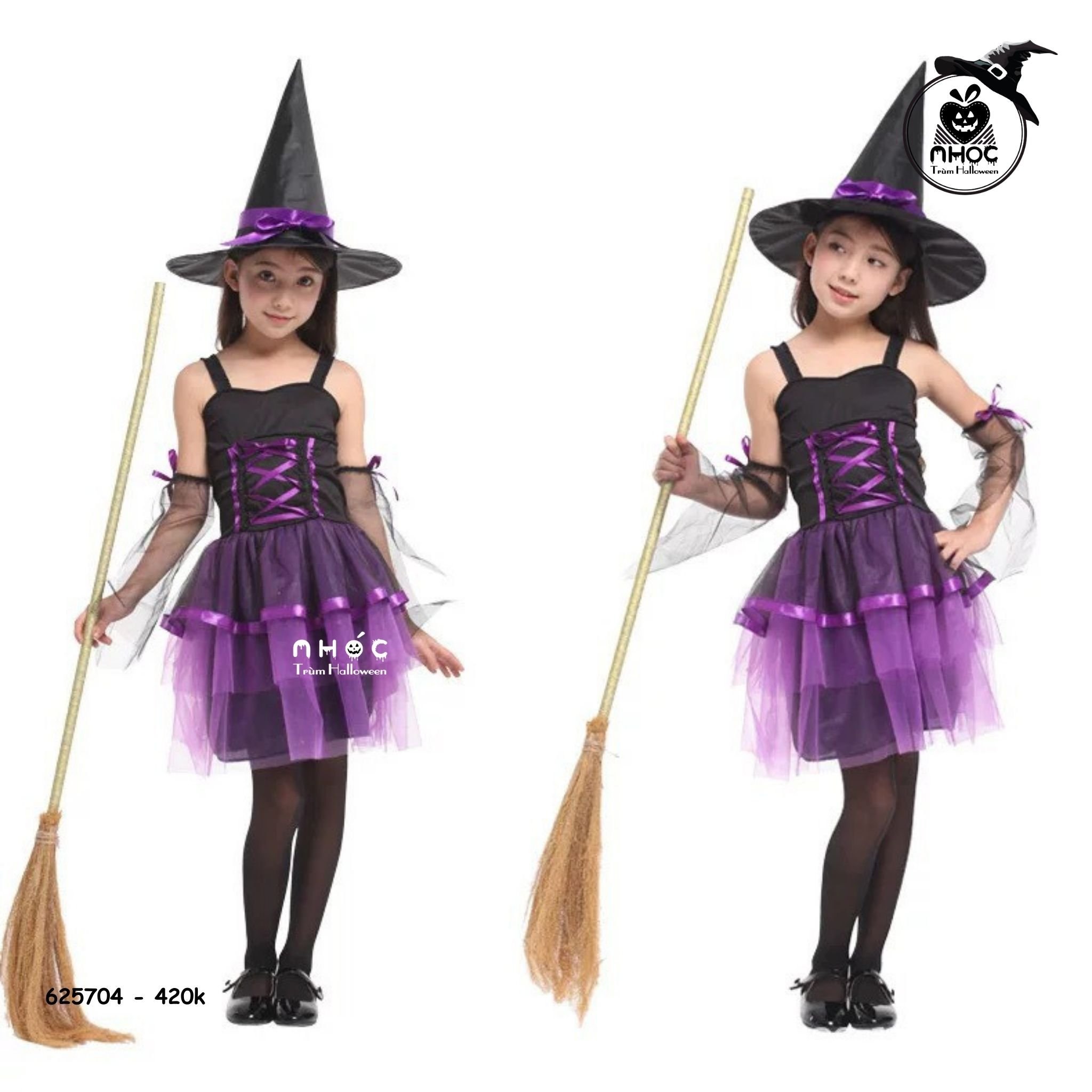 Đầm phù thuỷ Lovely Organza combo nón - Tím - Size L - 130420
