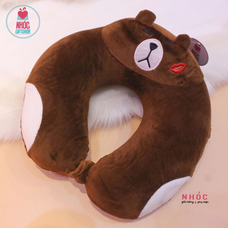 Gối kê cổ cao su non thú nổi - Brown nâu - 18001