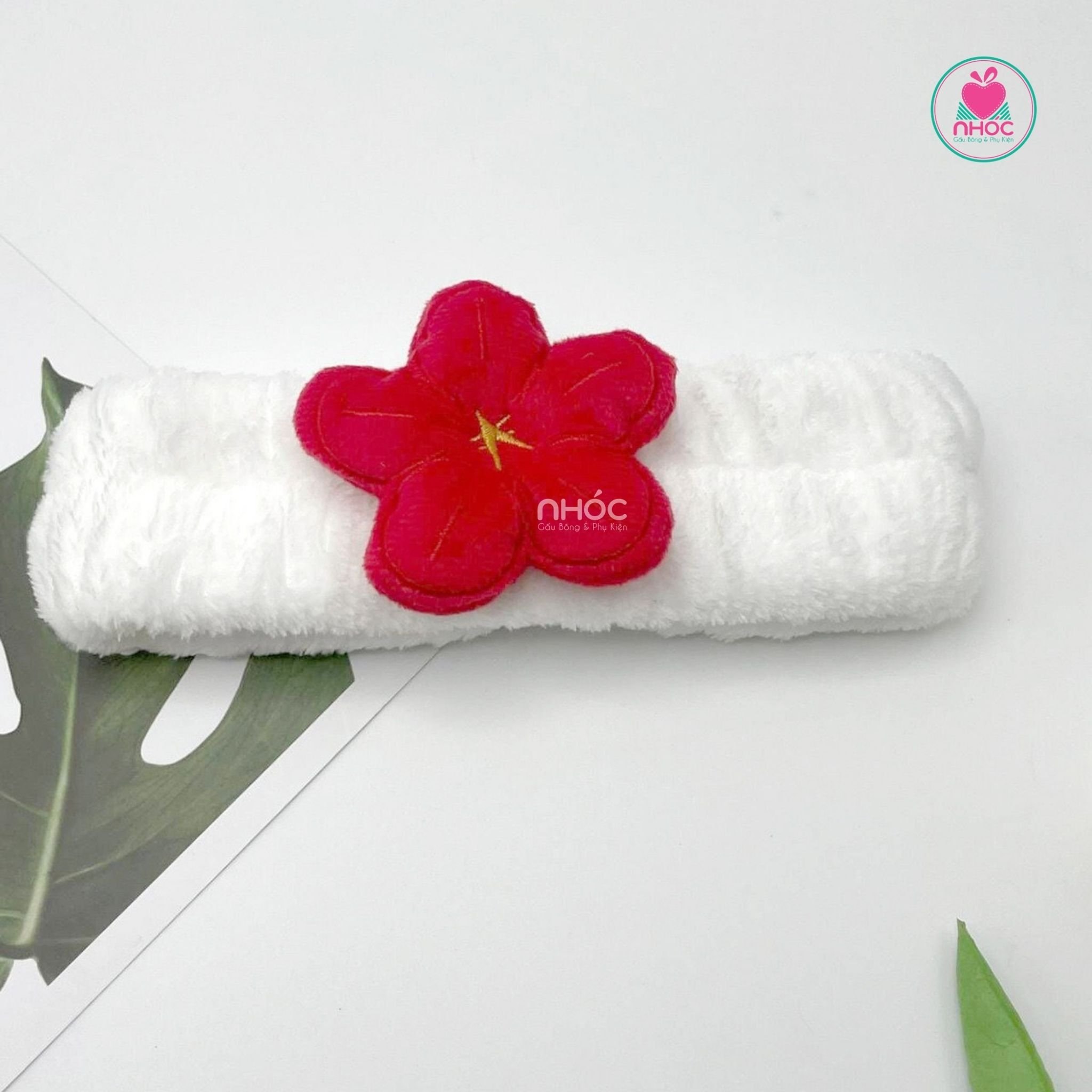 Băng đô vải đính hoa đỏ - 5001