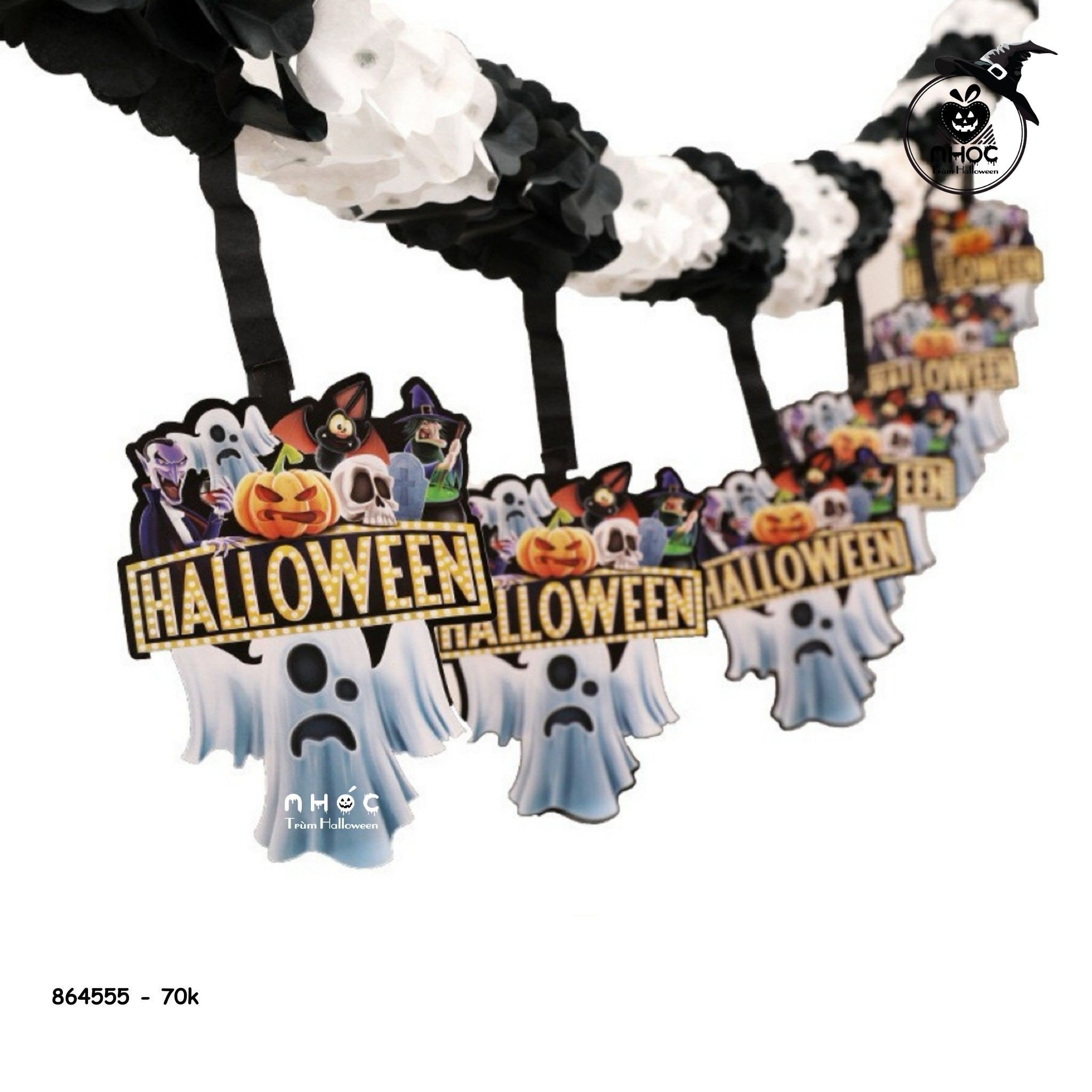 Dây trang trí halloween giấy - Ma trơi mix - 7001