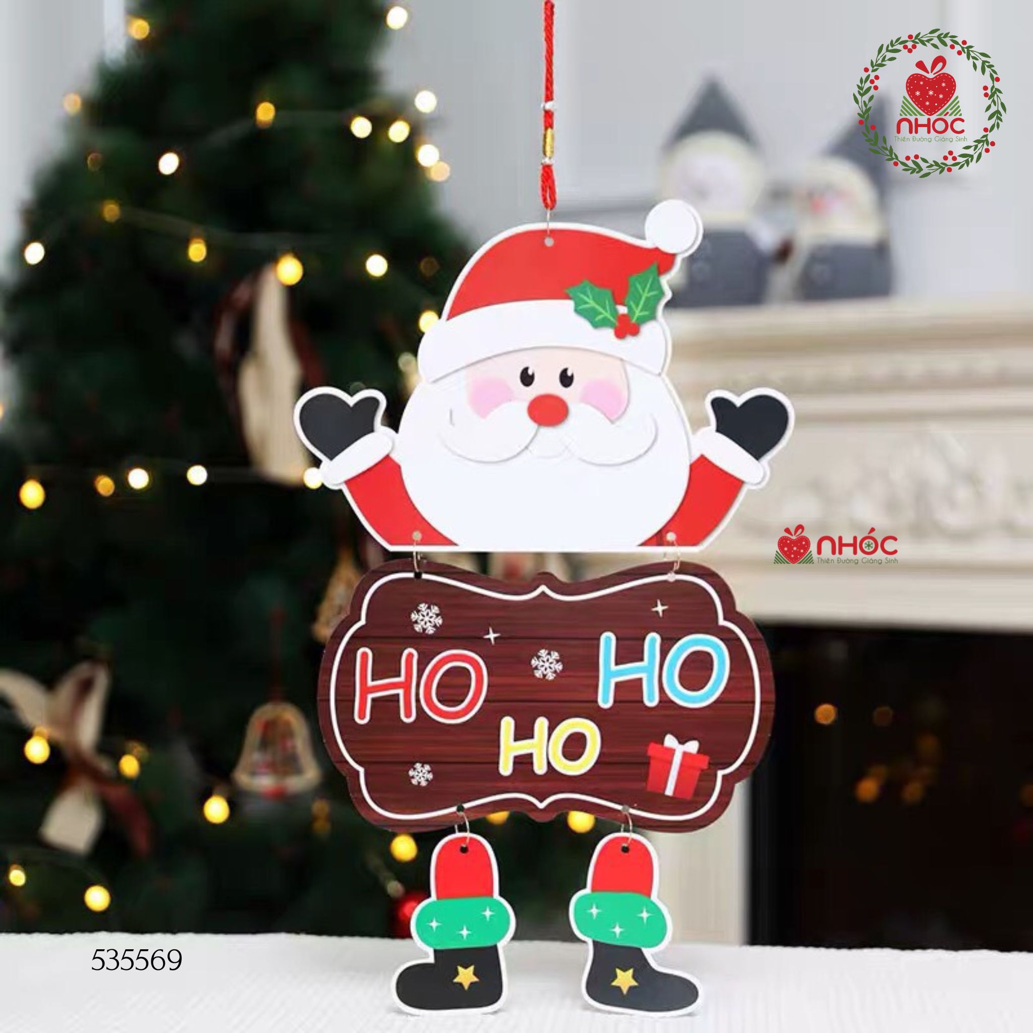 Bảng treo Noel giấy - Ông già Ho ho ho - 6001