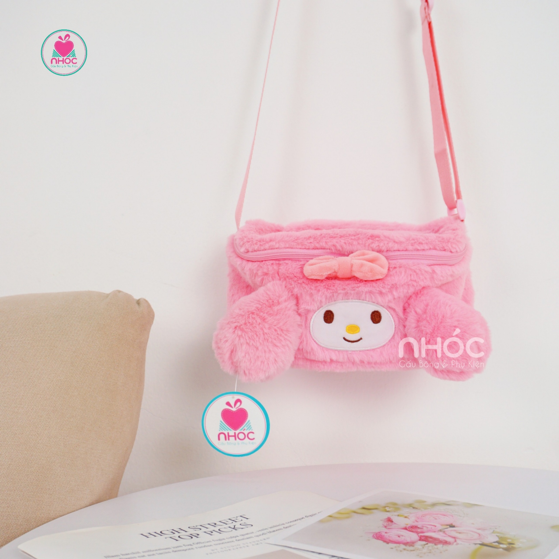 Túi đeo chéo kiểu thú dạng hộp - Melody hồng - 14001
