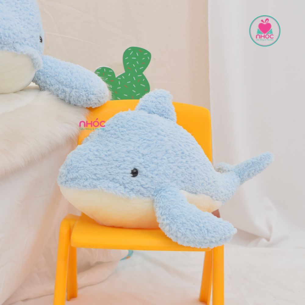 Gối ôm cá heo lông xù - Xanh nhạt - 60440