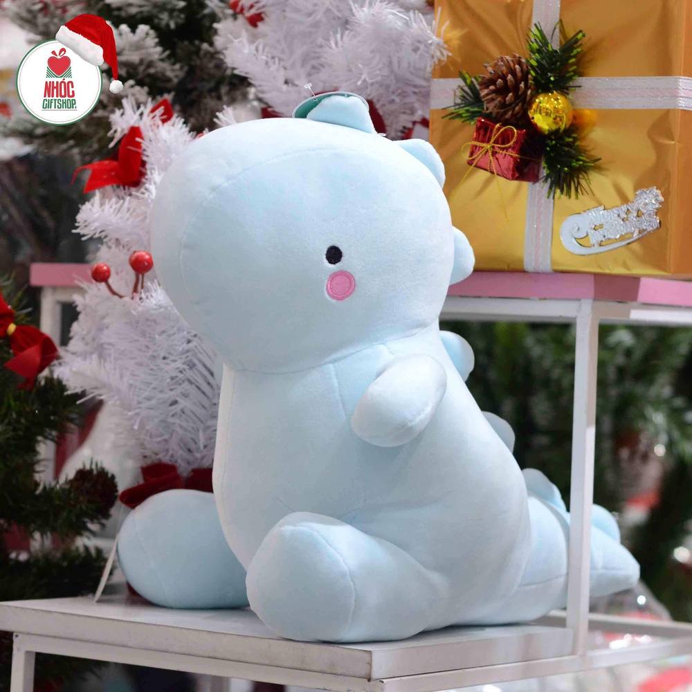 Thú bông khủng long má hồng lông mịn ngồi - Xanh da trời - 60310