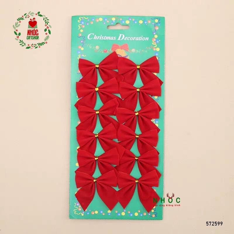 Phụ kiện trang trí Noel nơ bộ 12 - Đỏ - 5050