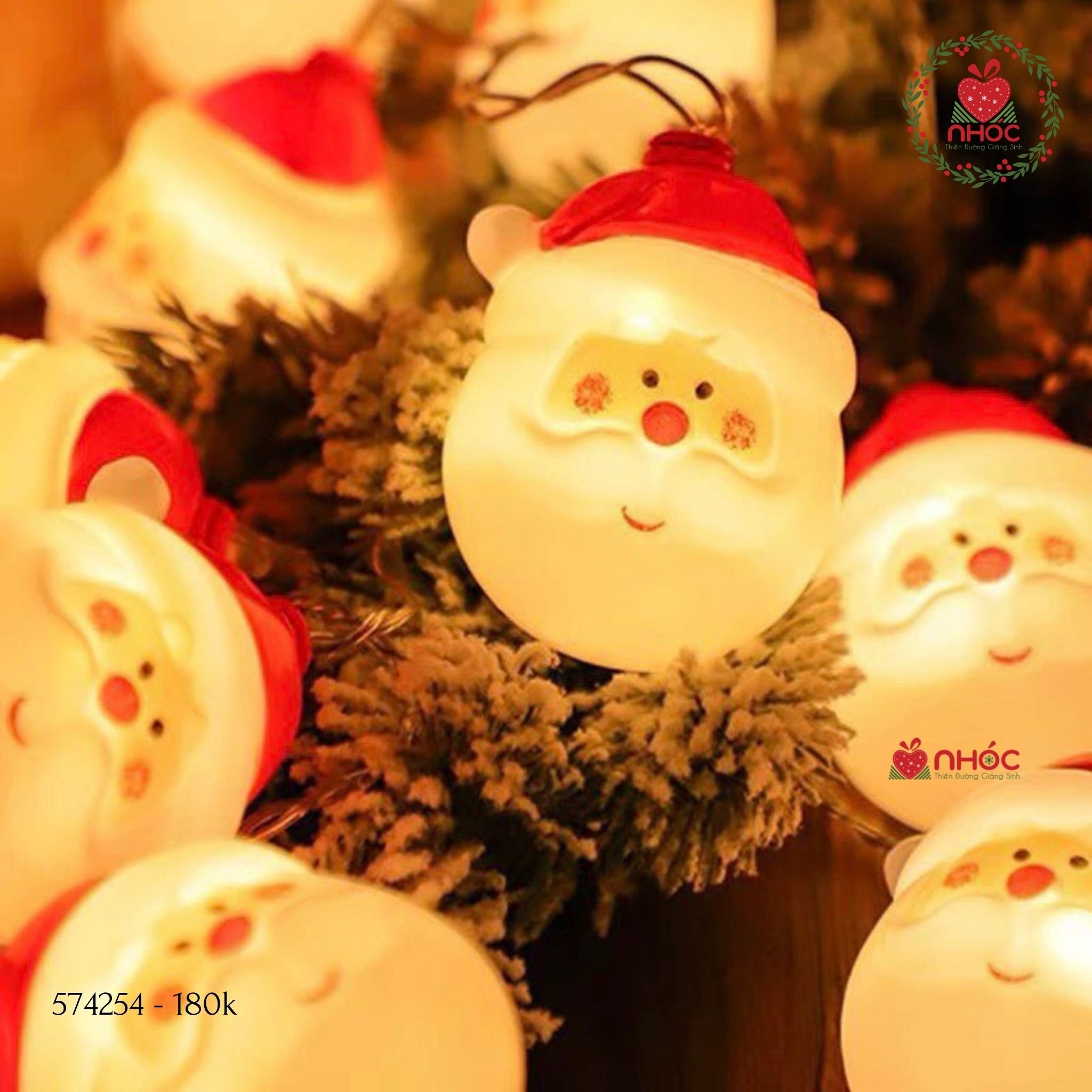 Dây đèn Noel kiểu - Đầu ông già Noel - 10 bóng - 18001