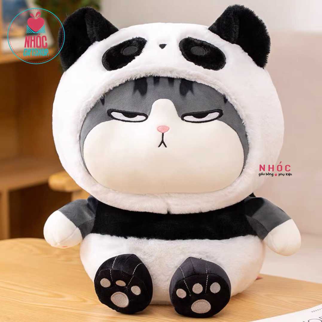Thú bông Mèo hoàng thượng mặc áo thú lông xù - Panda - 60480