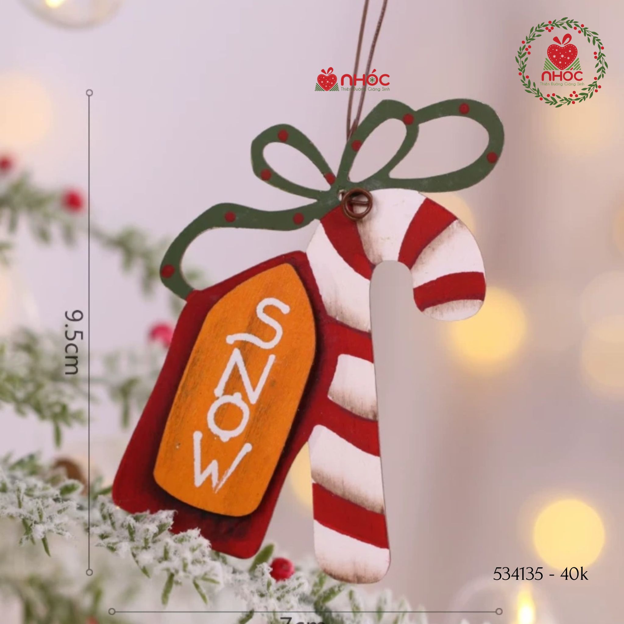 Phụ kiện trang trí Noel gỗ - Gậy Snow - 1040