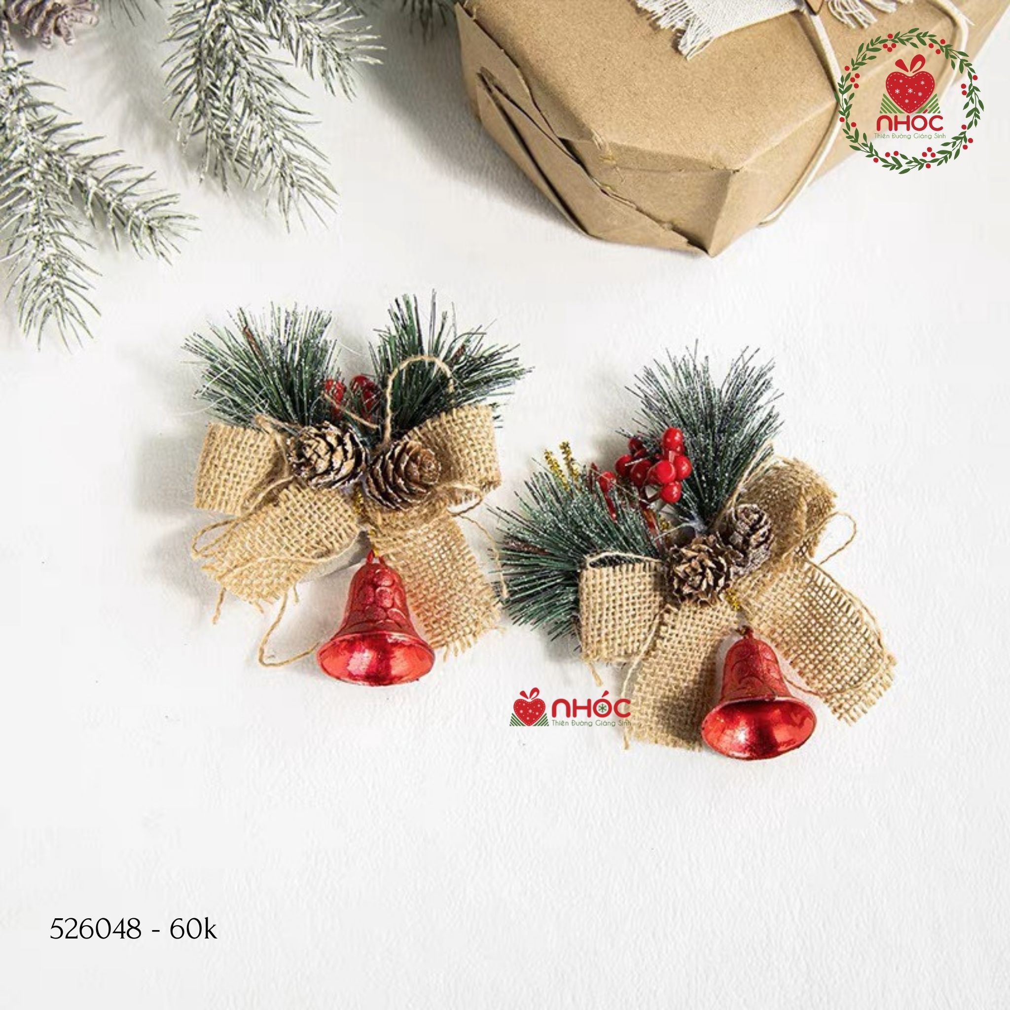 Phụ kiện trang trí Noel chuông nơ bố - Đỏ - 1560